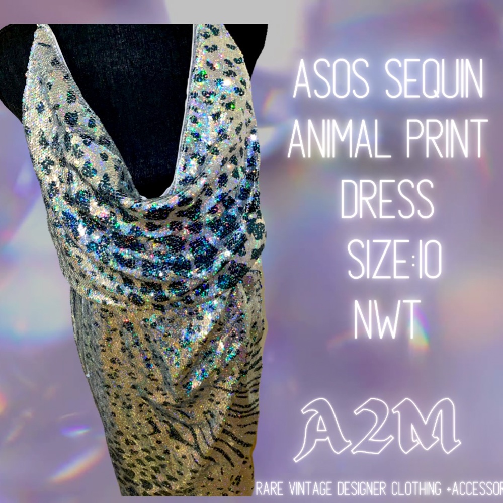 ASOS Design Sequin Animal Print Party Dress NWT